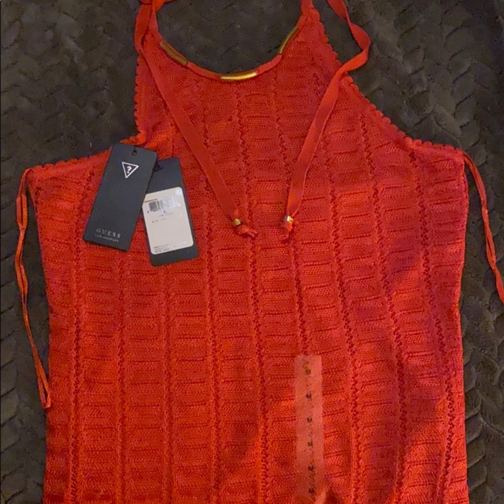 Guess halter top coral with gold embellishments